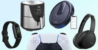 Fitbit Inspire 3, Bella Pro air fryer, Eufy 25C robot vacuum, Sony WH-CH710N headphones, Sony PS5 controller