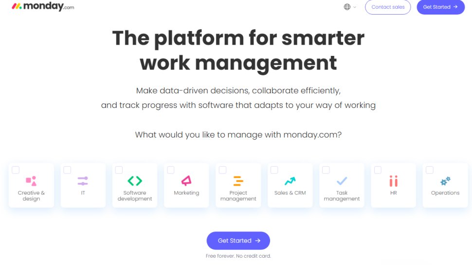 Website screenshot of Monday Work Management (November, 2025)