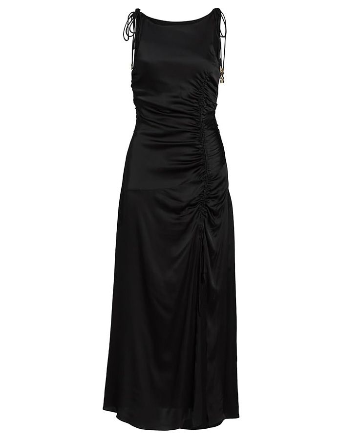 Ganni, Ganni, Satin Gathered Maxi Dress, 42 (10-12), Black