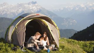 Couple wild camping