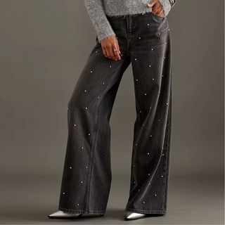 Anthropologie Embellished Wide-Leg Jeans