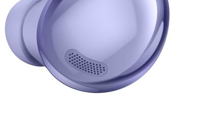 Galaxy Buds Pro in purple colorway on white background