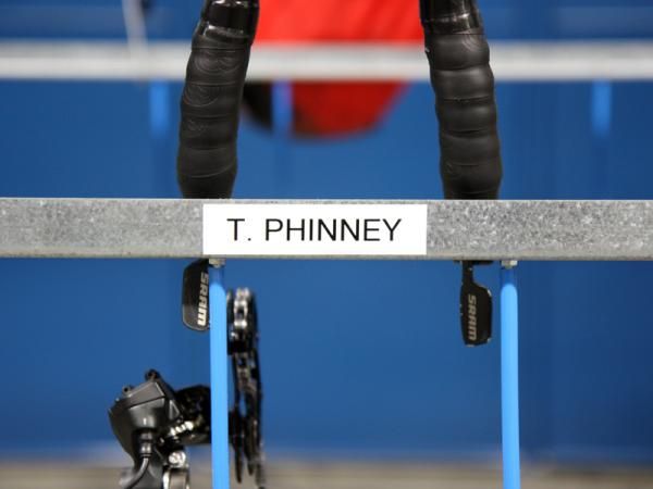 Each BMC rider gets his own area for bikes and gear, including new addition Taylor Phinney (whose old Trek Equinox TTX time trial bike still had to make its way back to his old team).