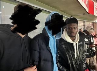 Mohammed Kudus watches Arsenal with two friends