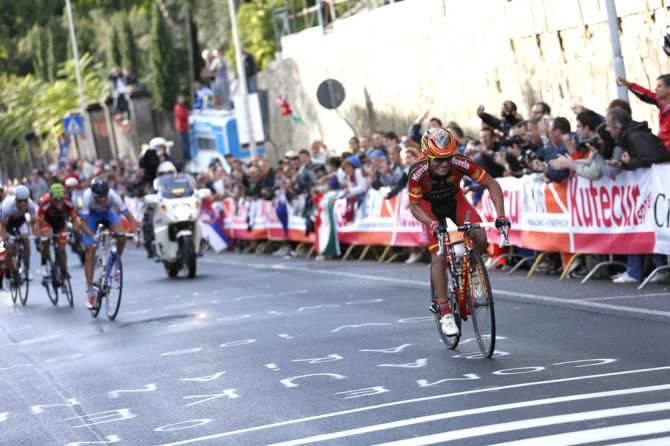 Joaquim Rodriguez (Spain) goes for broke with an attack in the closing kilometres