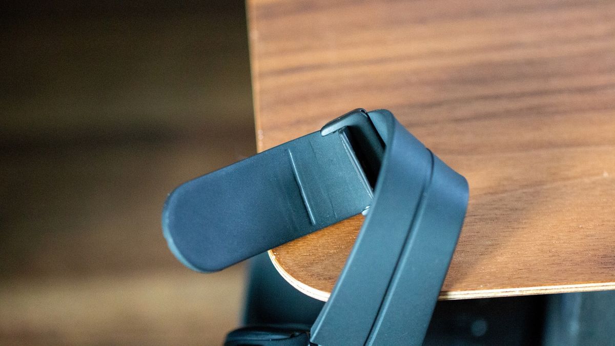 Close-up of Samsung Galaxy Watch 5 Pro D-Buckle Sport and the indentations made by the clasp.