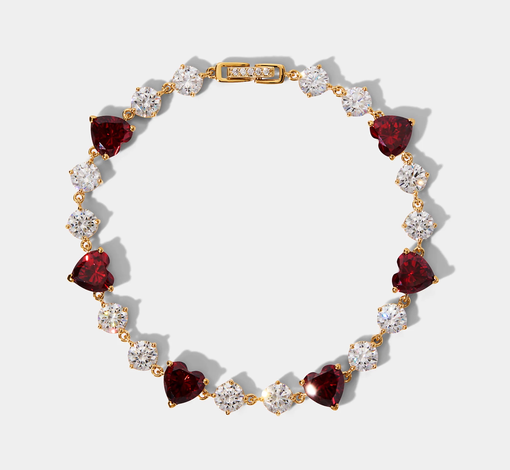 Nadri Le Bisou red heart and round stone bracelet