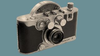 The front of the Mercury II camera on a blue background