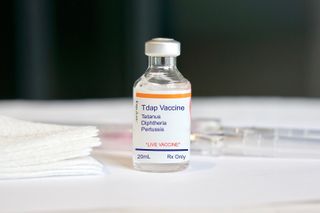 Stock image of a Tdap vaccine vial.