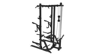 MuscleSquad Phase 2 Quarter Rack & Pulley system on white background