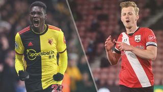 Ismaila Sarr of Watford and James Ward-Prowse of Southampton