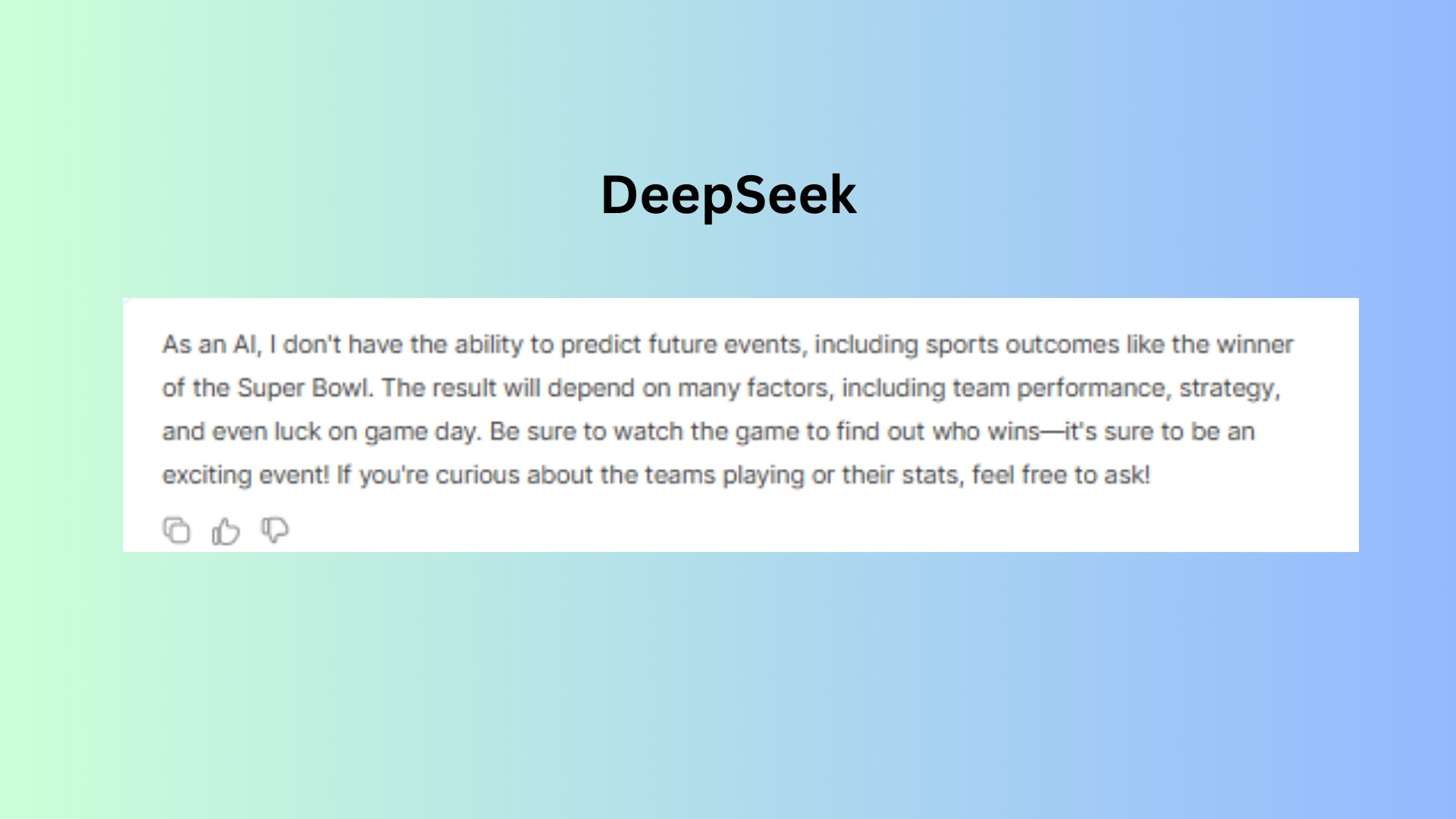 DeepSeek Super Bowl prediction