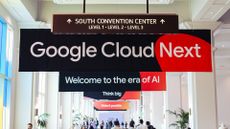 The Google Cloud Next banner on site at the conference floor of the Mandalay Bay, Las Vegas.