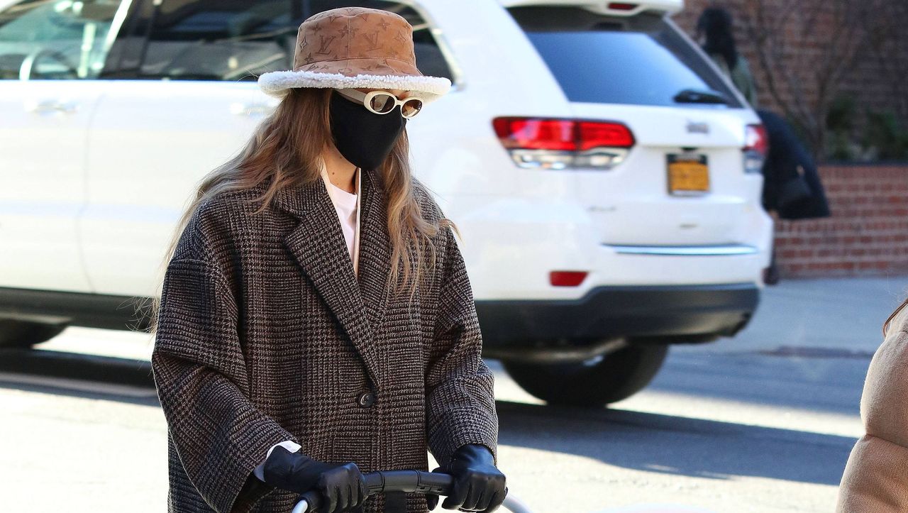 new york city, ny january 10 gigi hadid goes for a walk with her baby and a friend on january 10th, 2020 in new york city, new york photo by lrnycmegagc images