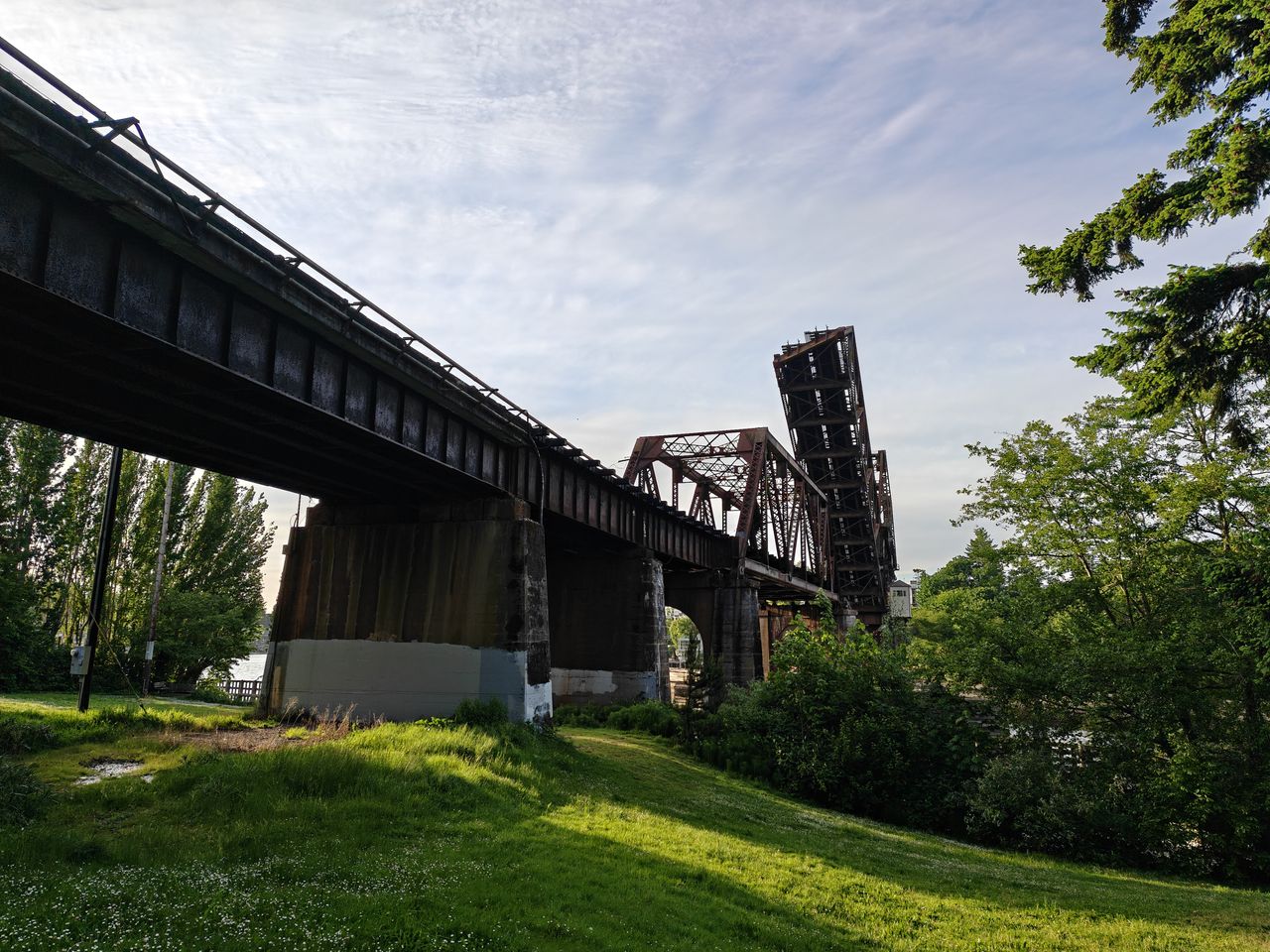 A raised metallic bridge
