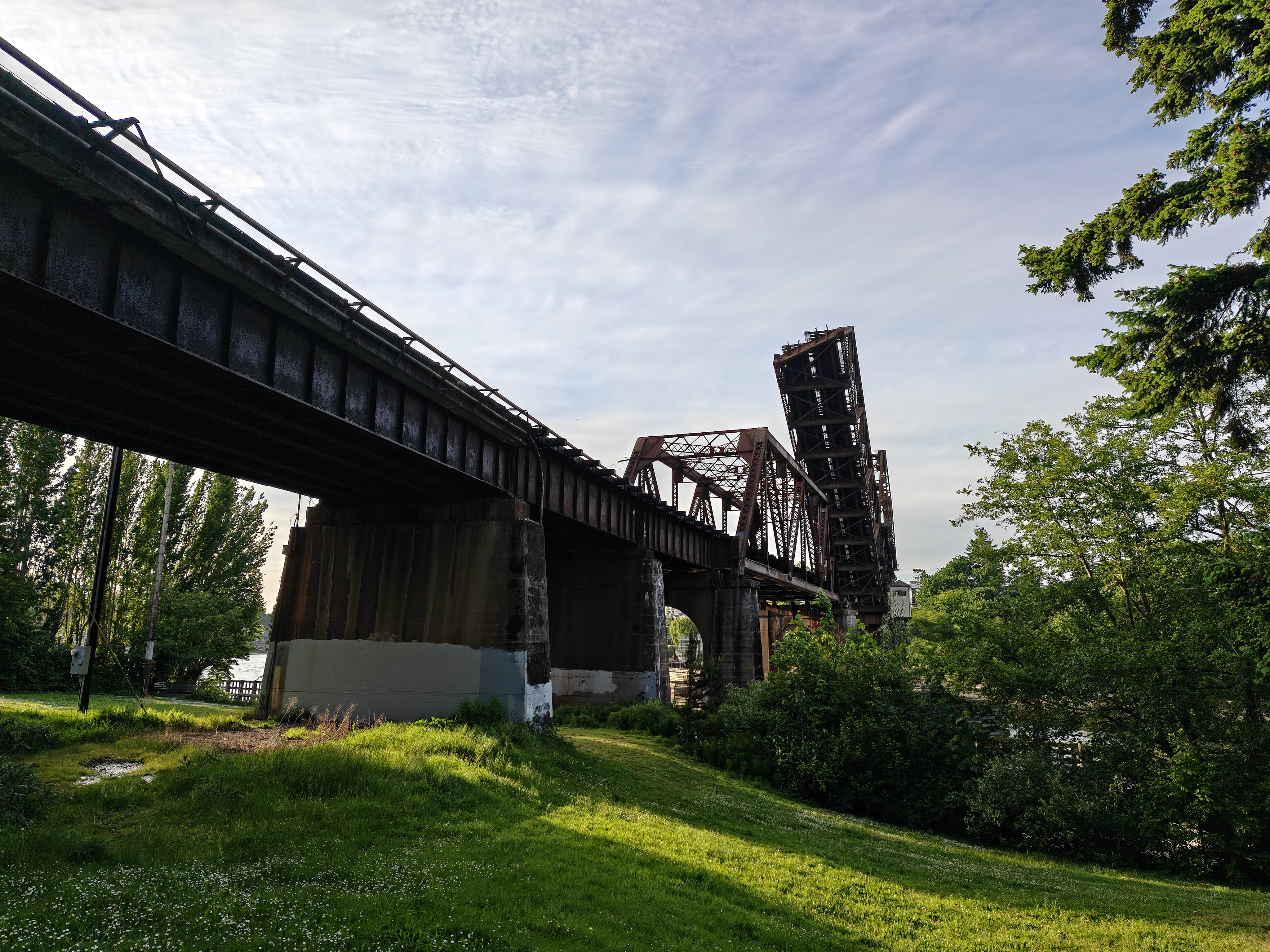 A raised metallic bridge