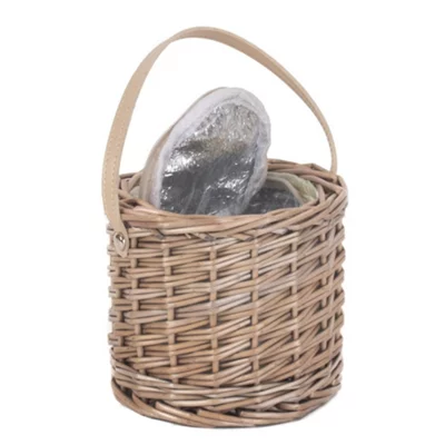 Drink Carrier: 13cm Wicker Ice Bucket, Antique Wash