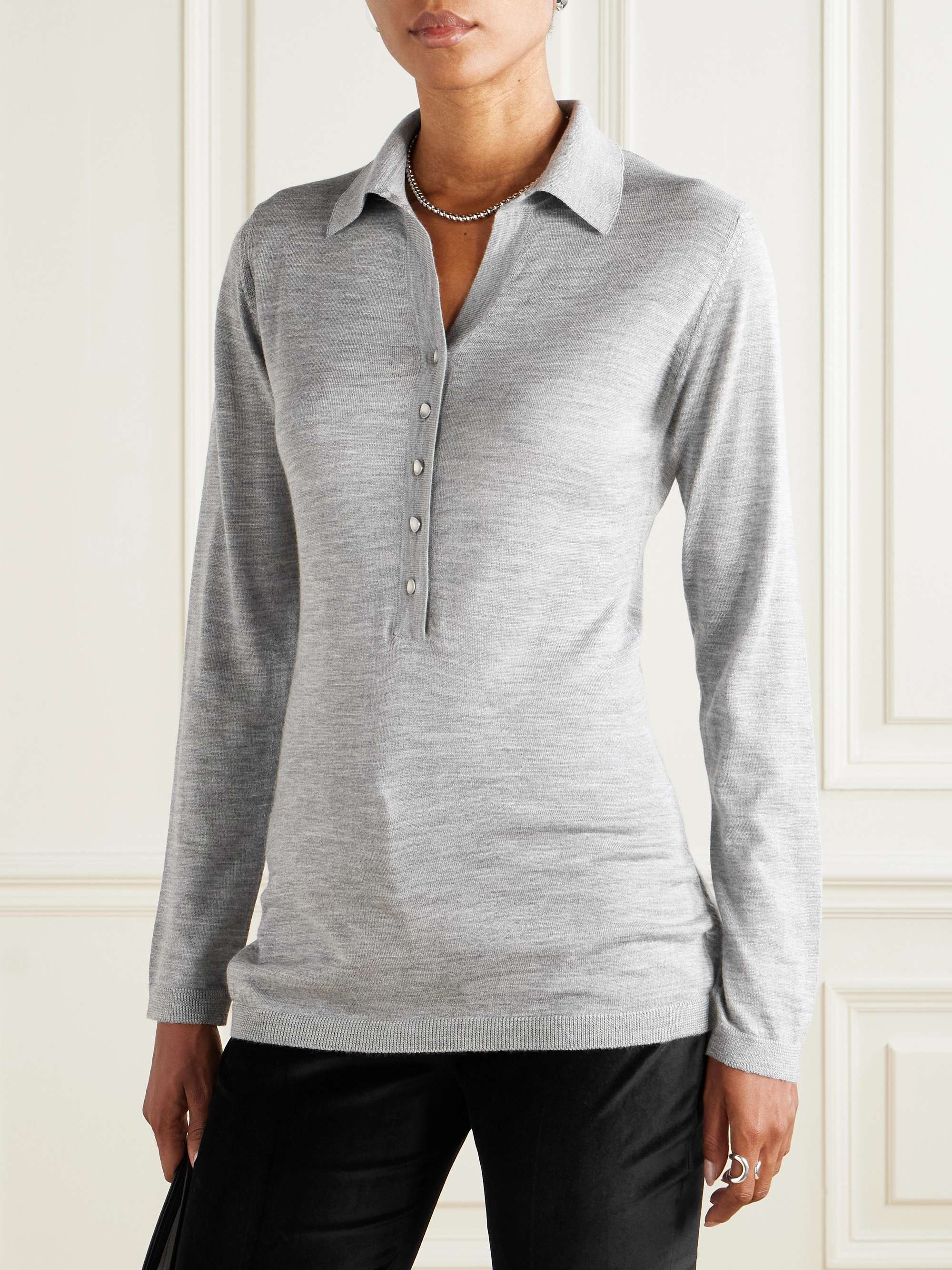 Austine Wool and Silk-Blend Polo Shirt