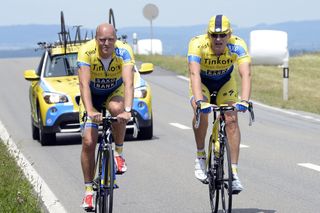 Bjarne Riis (left) and Oleg Tinkov before the two parted ways