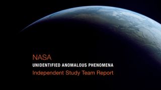 a photograph of Earth with the words "NASA unidentified anomalous phenomena independent study team report"