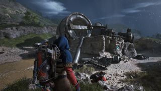 Arc Raiders A Prime Specimen: A player looking at an Arc Deforester on a mount in Blue Gate.