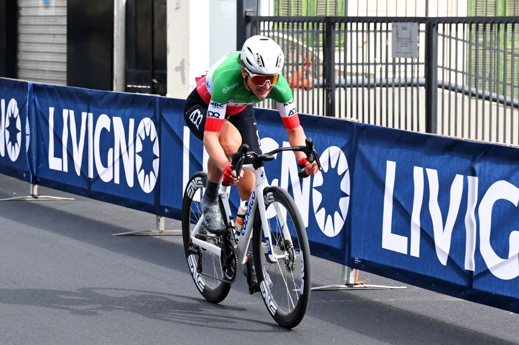 SANREMO ITALY MARCH 22 Elisa Longo Borghini of Italy and UAE Team ADQ competes during the 1st Sanremo Women 2025 a 156km one day race from Genova to Sanremo UCIWWT on March 22 2025 in Sanremo Italy Photo by Tim de WaeleGetty Images