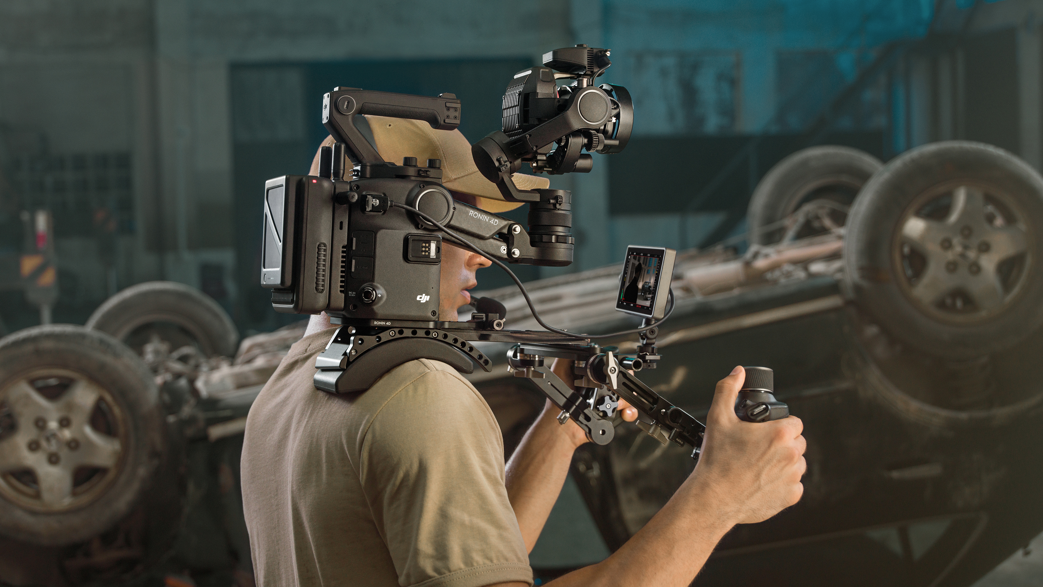 The DJI Ronin 4D being uses by a camera operator