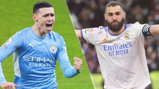 Phil Foden of Manchester City and Karim Benzema of Real Madrid could both feature in the Manchester City vs Real Madrid live stream