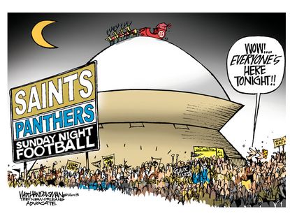 Editorial cartoon football Saints Panthers