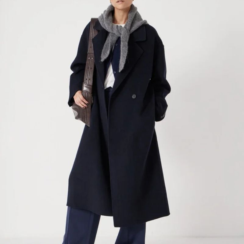 Pure Wool Double Faced Coat on model 