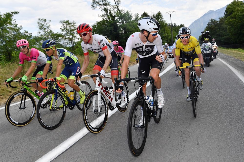 Geraint Thomas protected by Team Sky during stage 1 3at the Tour de France