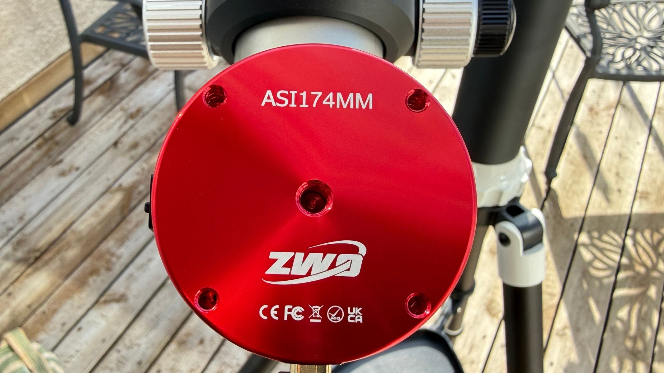 The back of the ZWO ASI174mm Mono camera .