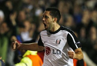 Clint Dempsey celebrates after scoring for Fulham against Juventus in the Europa League in March 2010.