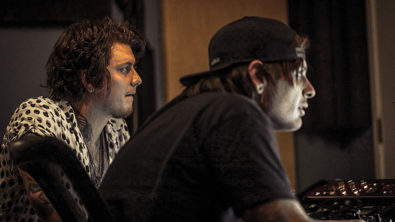 Ben Bruce from Asking Alexandria in the studio