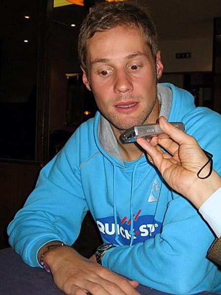 Tom Boonen being interviewed.