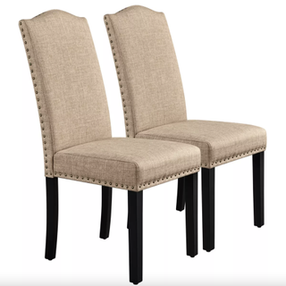 Yaheetech Set of 2 Fabric Upholstered Classic Tall Back Dining Chair