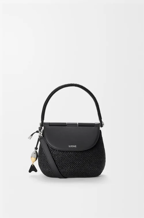 Medium Pescador Bag in Raffia and Calfskin