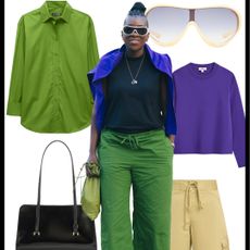 collage of Nikki Ogunnaike's outfits at New York Fashion Week for Self Checkout