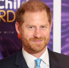 Prince Harry wearing a suit and tie smiling at the WellChild Awards 2024