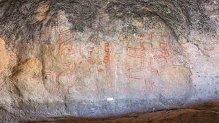 A cave wall with rock art