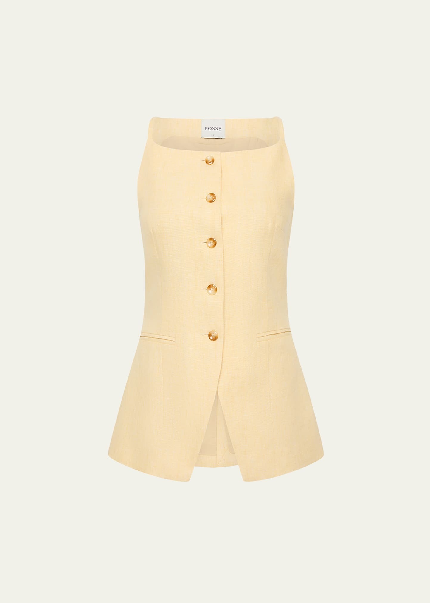 Posse, Nancy Linen Gilet in Dusty Citron