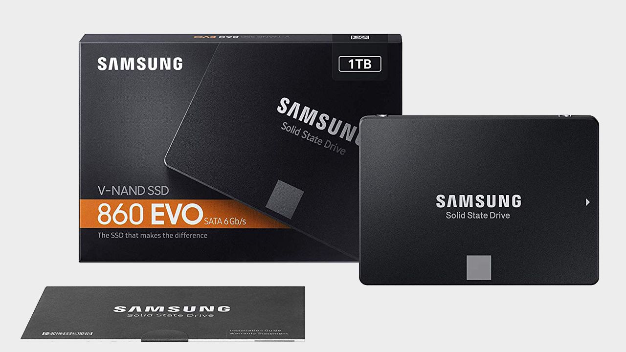 Official product image of the Samsung 860 EVO 500GB SSD, with a plain background.