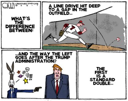 Political Cartoon U.S. Trump Democrats Baseball