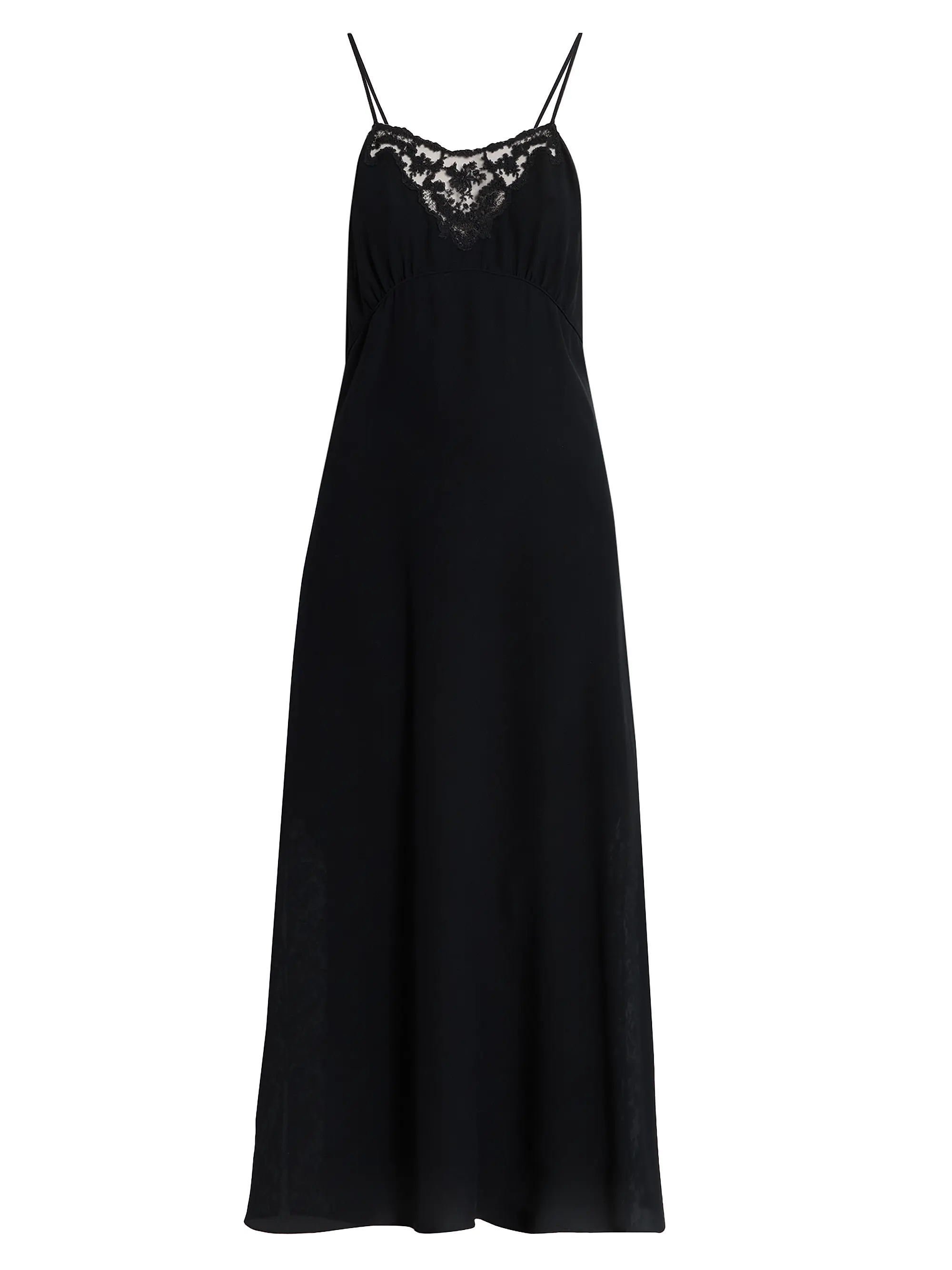 Embroidered Lace Silk A-Line Maxi Dress
