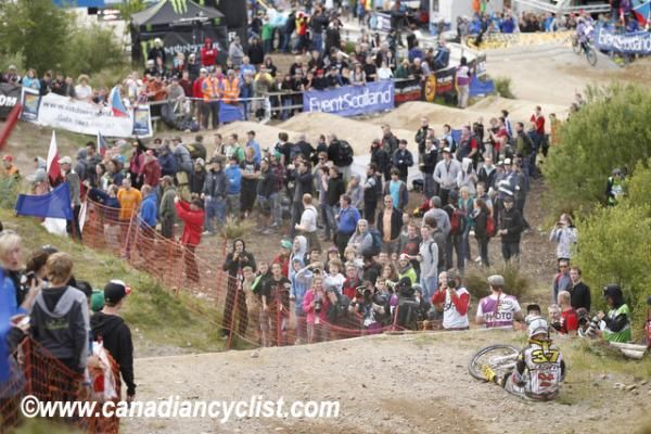 Joost Wichman sits on the ground after crashing in the 4X final