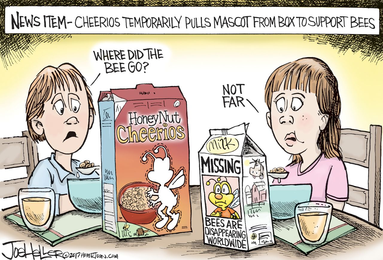 Editorial Cartoon U.S. Bees Cheerios Cereal Endangered Honey