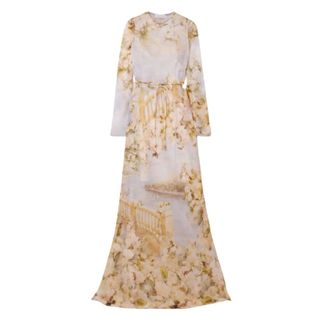 ZIMMERMANN Luminosity belted floral-print silk-satin maxi dress