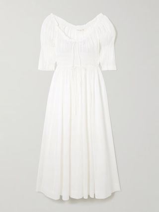 Doen cottagecore white midi dress