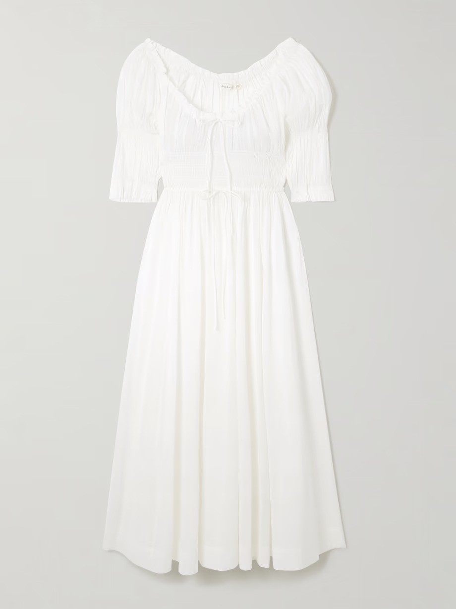 Doen cottagecore white midi dress