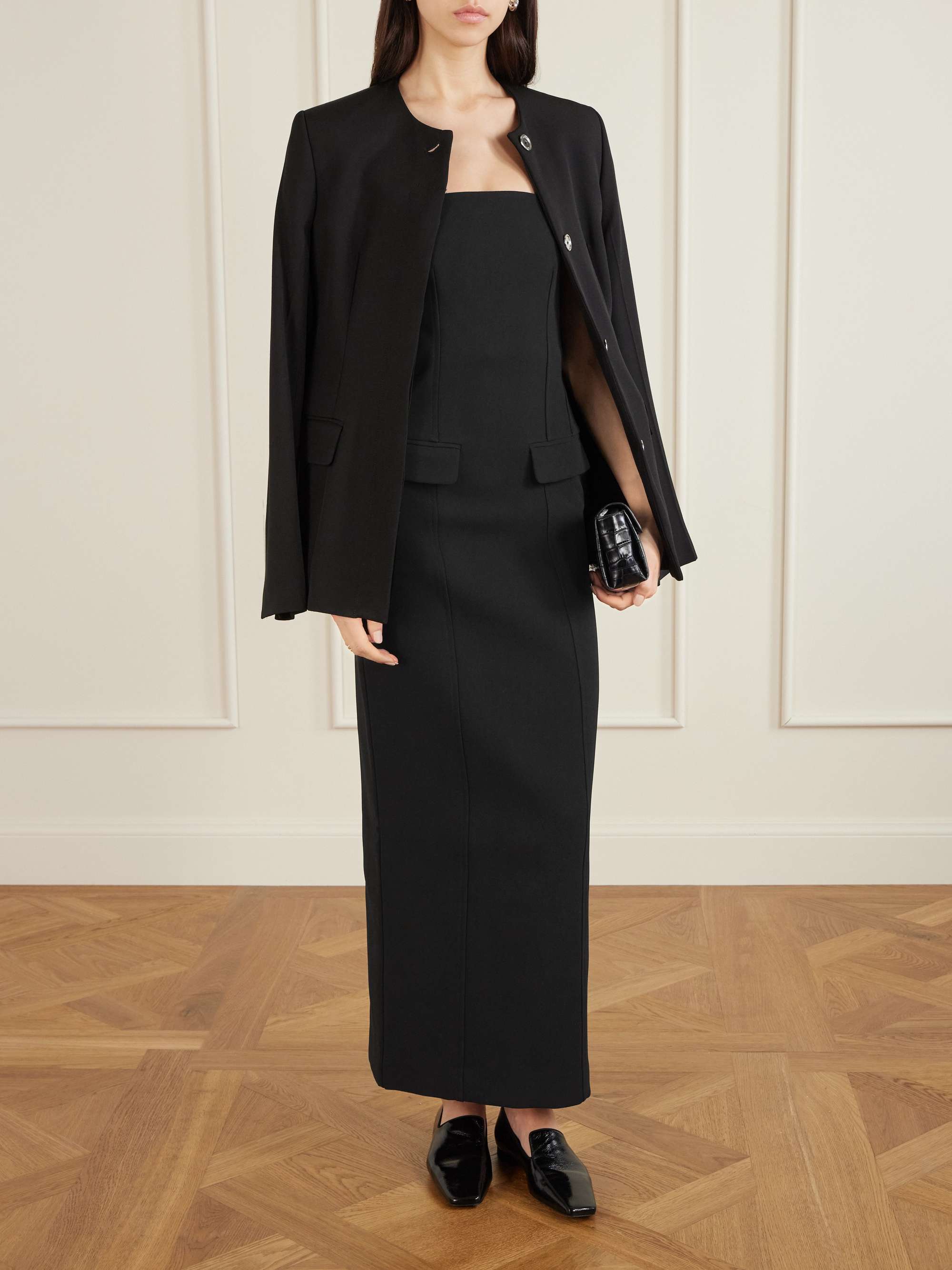 Strapless Crepe Maxi Dress